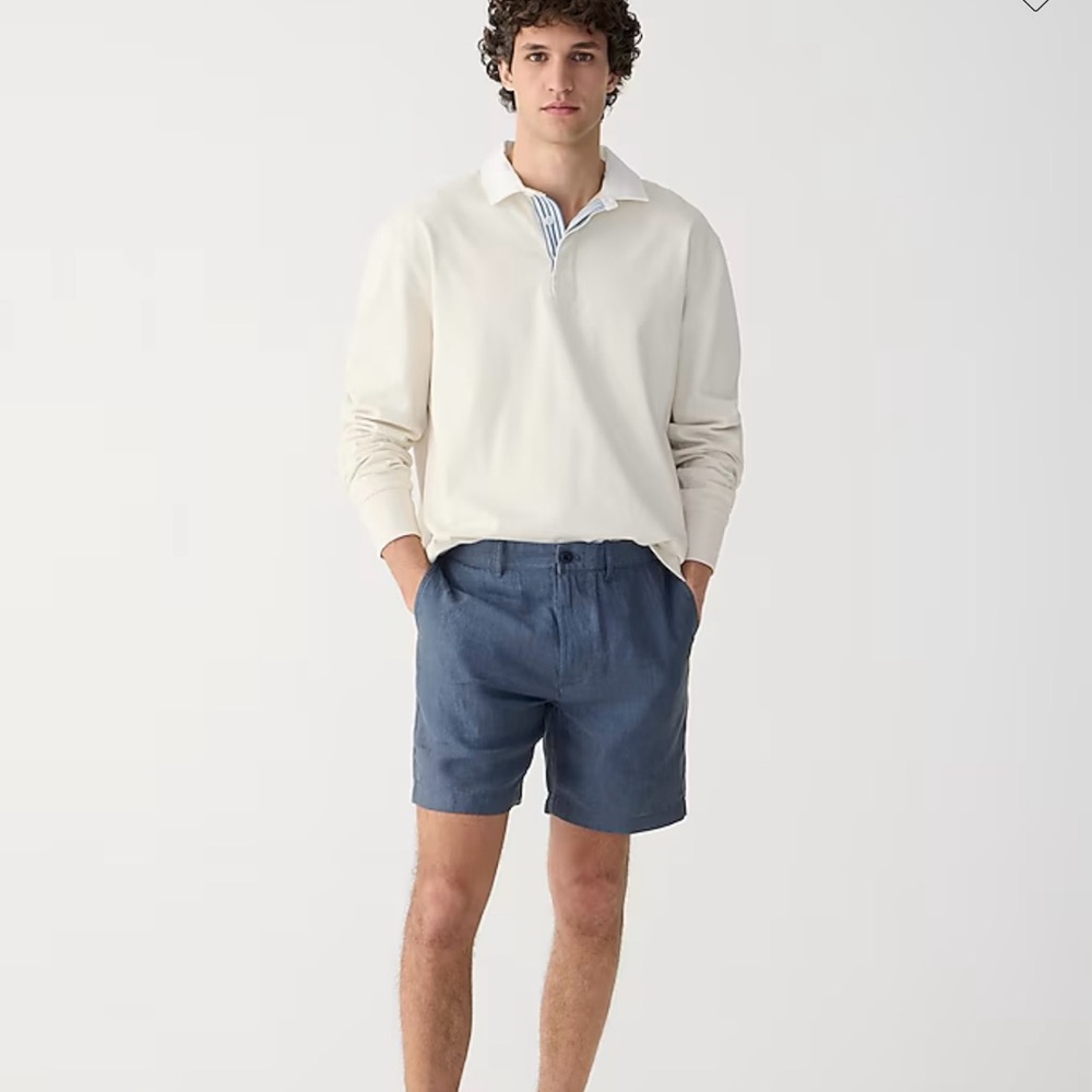J Crew Sz 33 Men's Blue Linen Shorts, 9” Inseam, Retail $89.50